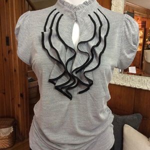 Heartsoul Grey & Black Ruffle Blouse (fits like M)